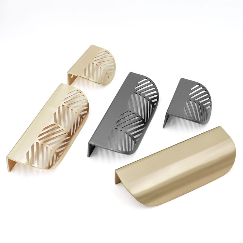 Lá Tay Cầm Hình Chữ Vàng Chải  - đánh giá và giá Furniture Hardware Gold