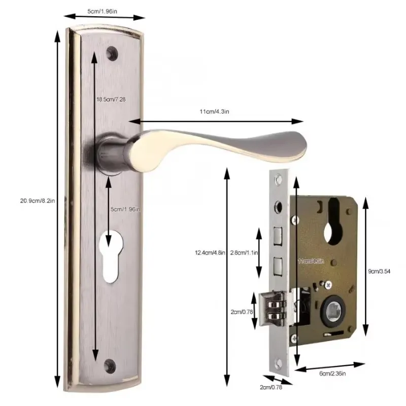 Gold Door Handle Lock Silent H - đánh giá và giá Furniture Hardware Gold