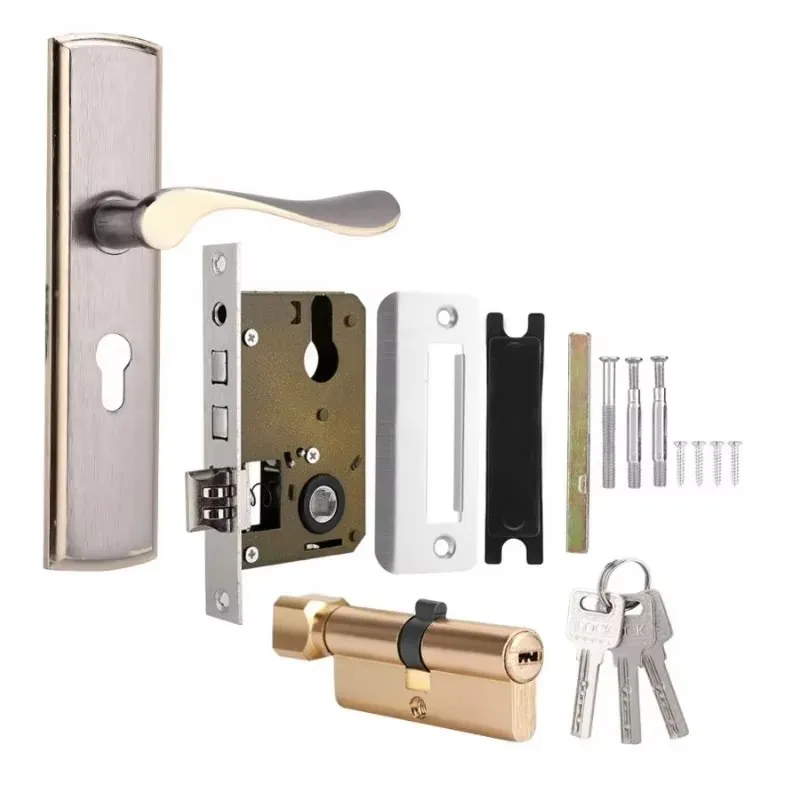 Gold Door Handle Lock Silent H - đánh giá và giá Furniture Hardware Gold